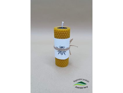 Motaná svíčka z včelího vosku 10,5 x 4 cm Black and Yellow