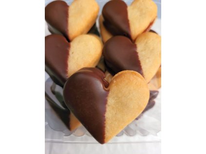 Linecká srdíčka s rybízovou náplní polomáčená 1000 g  Jemné pečivo. Sváteční cukroví.