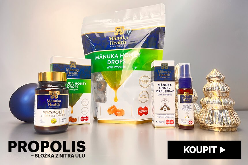 Výrobky s propolisem Manuka Health – tablety, sprej a bonbóny