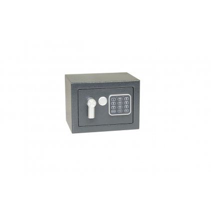 Ocelový sejf 230 x 170 x 170 mm s elektronickým zámkem, klávesnicí a páčkou k otevření - šedý