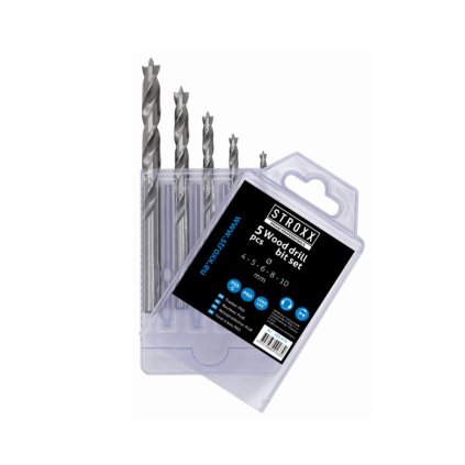 STROXX sada vrtáků do dřeva HSS 5 dílů – Ø 4, 5, 6, 8, 10 mm