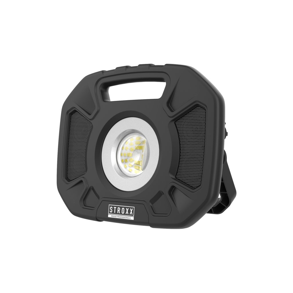 Akumulátorový LED reflektor 30 W s reproduktorom