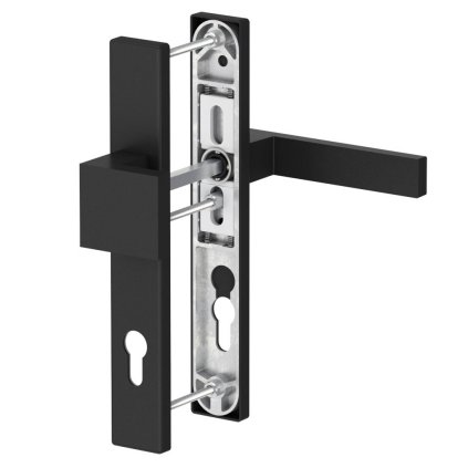 Štítové kovanie guľa/kľučka Medos Dublin, PZ92, 37mm doska, profil 71-86mm, RAL9005M čierna