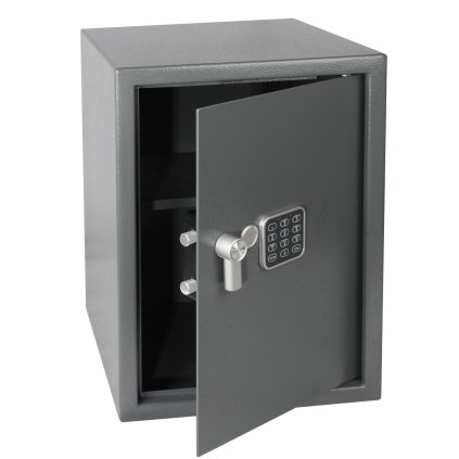 Oceľový trezor 350 x 500 x 330 mm s elektronickým zámkom, klávesnicou a otváracou pákou - sivý