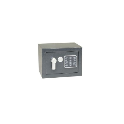 Oceľový trezor 230 x 170 x 170 mm s elektronickým zámkom, klávesnicou a otváracou pákou - sivý