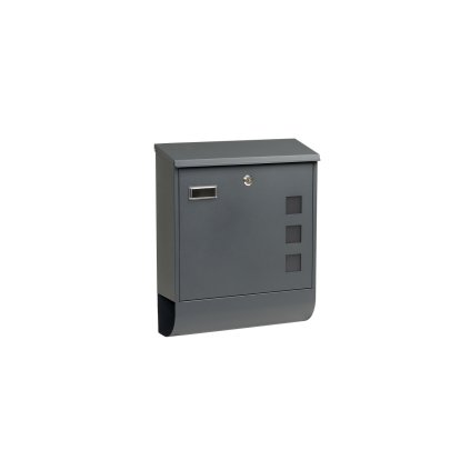 Oceľová poštová schránka 355 x 420 x 125 mm s oknami a rúrkou - antracitová