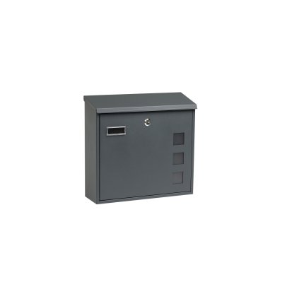 Oceľová poštová schránka 350 x 330 x 125 mm s okienkami - antracitová