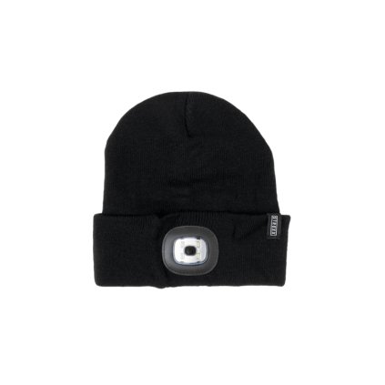 Zimná čiapka STROXX s 80 lm LED čelovkou, nabíjateľná cez USB, univerzálna veľkosť, čierna