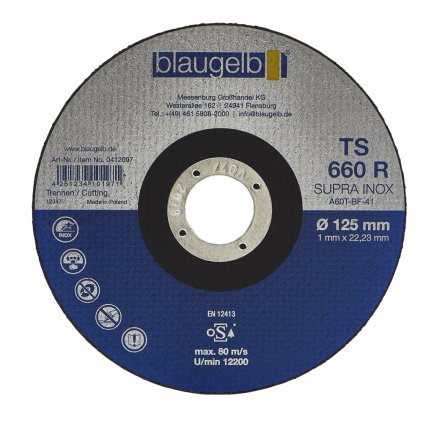 Rezný kotúč BLAUGELB 125 x 1,0 x 22,2 mm, 12 200 U/min