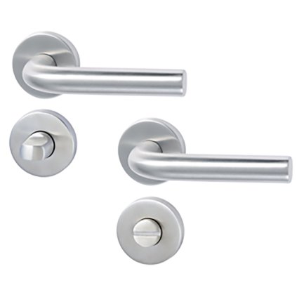 Interiérové rozetové kovanie STROXX TH102, kľučka/kľučka, okrúhle rozety, WC, nerez