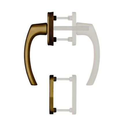 Balkónové 1/2 dverné kovanie BLAUGELB FGS 1758, vonkajšia kľučka s rozetou, F4 bronz