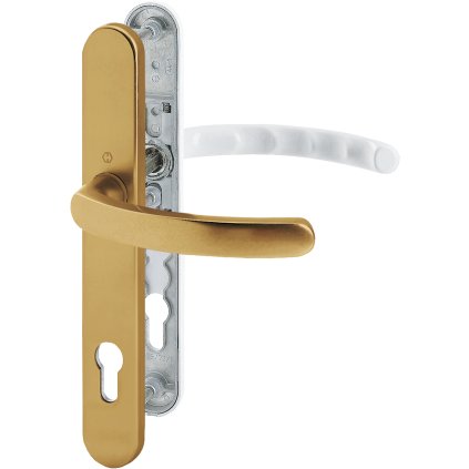 Štítové kovanie HOPPE Luxembourg kľučka/ kľučka F4 starobronz+biela F9016/8mm, PZ92/dvere 62-67 mm