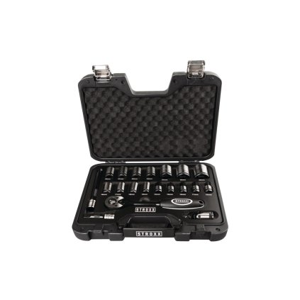 Gola sada nástrčných kľúčov 10-32mm 1/2" s račňou STROXX 20 kusov v plastovom kufríku