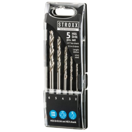 Stroxx sada vrtákov do kovu HSS päťdielna, Ø 2-6 mm