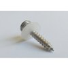 Strieborná parapetná skrutka z nehrdzavejúcej ocele 3,9 x 22 s plastovou priehľadnou podložkou
