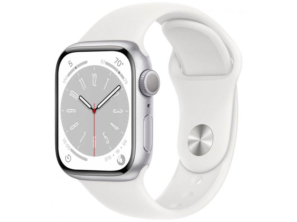 Apple Watch Series 8 GPS 45mm Silver Aluminium Case with White Sport Band -  Regular
