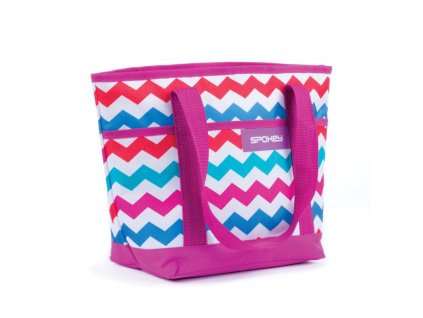 Spokey ACAPULCO Termo taška malá, fialová zigzag, 39 x 15 x 27 cm