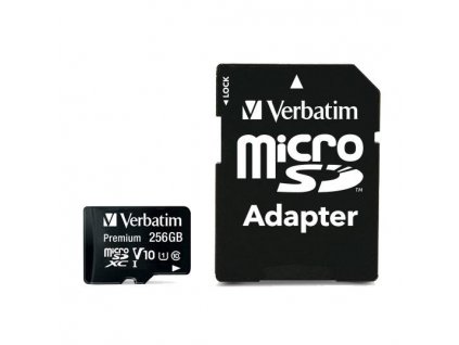 Paměťová karta Verbatim Premium microSDXC 256GB UHS-I V10 U1 + adaptér (44087)  Naše služby je možné platit systémem Sodexo, Up, Benefit(tučňák), Edenred