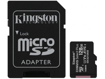 Paměťová karta Kingston Canvas Select Plus A1 128GB microSDXC, Class 10, 100R/85W s adaptérem  Nevíte kde uplatnit Sodexo, Pluxee, Edenred, Benefity klikni
