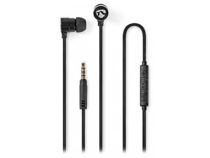 NEDIS kabelová sluchátka + mikrofon/ 3,5 mm jack/ ovládání hlasitosti/ kabel 1,20 m/ černo-stříbrné  Nevíte kde uplatnit Sodexo, Pluxee, Edenred, Benefity klikni