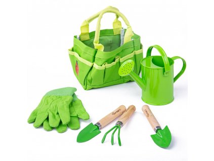 Zahradní nářadí Bigjigs Toys v plátěné tašce zelený  Nevíte kde uplatnit Sodexo, Pluxee, Edenred, Benefity klikni