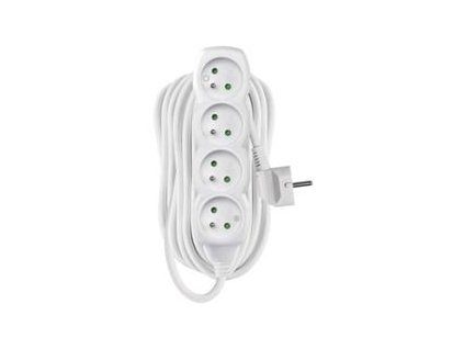 Prodlužovací kabel 10m / 4 zásuvky / bílý / PVC / 1 mm2  Nevíte kde uplatnit Sodexo, Pluxee, Edenred, Benefity klikni