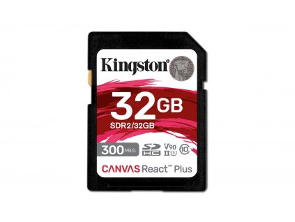 KINGSTON SDHC 32GB Canvas React Plus UHS-II V90 (čtení/zápis: 300/260MB/s)  Nevíte kde uplatnit Sodexo, Pluxee, Edenred, Benefity klikni