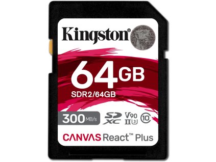 kingston sdxc 64gb canvas react plus uhs ii v90 cteni zapis 300 260mb s ien439738