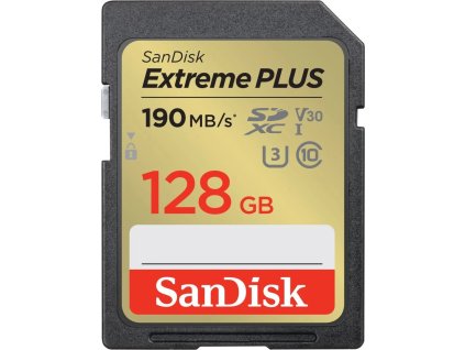 sandisk extreme plus sdxc 128gb 190mb s uhs i u3 class 10 ien444234
