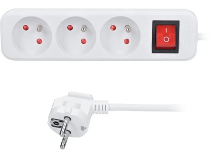 solight prodluzovaci privod 3 zasuvky bily vypinac 3m ien473397