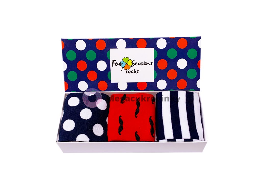 Dárková krabička s puntíky + 3ks ponožek