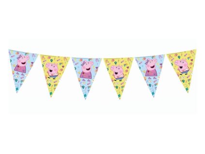 Girlanda prasátko Pepina - Peppa Pig -  vlajky - 230 cm