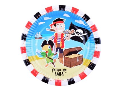 Papírové talíře pirát -18 cm - 8 ks