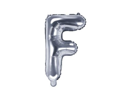Balón foliový písmeno "F", 35cm, STŘÍBRNÝ (NELZE PLNIT HELIEM)