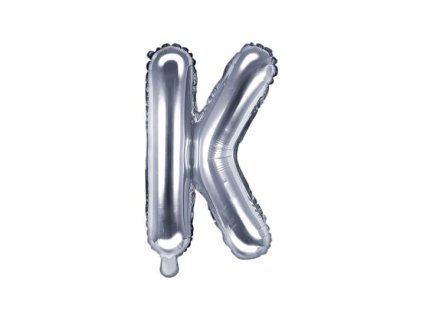 Balón foliový písmeno "K", 35cm, STŘÍBRNÝ (NELZE PLNIT HELIEM)