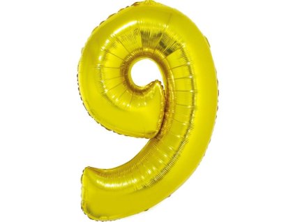 Balón foliový číslice ZLATÁ 35 cm - 9 ( NELZE PLNIT HELIEM )