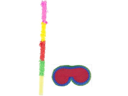 Sada - tyč na rozbíjení piňaty 59 x 2,5 cm s páskou na oči