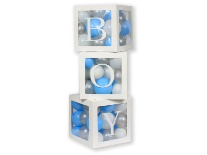 Dekorativní boxy na balónky BOY - Baby shower - 3 ks
