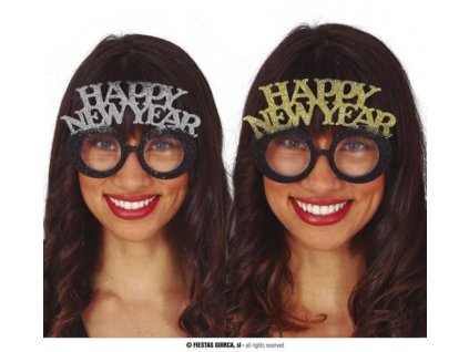 Brýle Happy New Year zlaté / stříbrné - Silvestr - 1 ks