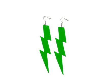 Neonové náušnice blesk retro párty - 80.léta - disco - zelené