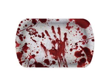 Plastový tác s krvavými otisky - Krev - Halloween - 29 x 15 x 3 cm