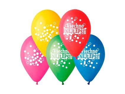 Balónek pastel 30 cm VŠECHNO NEJLEPŠÍ -mix barev - 5 ks