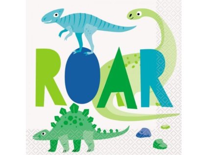 Papírové ubrousky Dinosaurus modrozelené - 32 x 32 cm - 16 ks