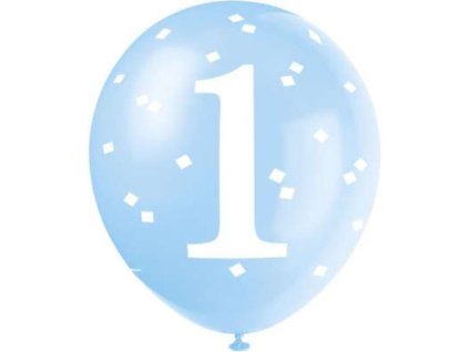 Balónky 1. narozeniny KLUK - 5 ks - 30 cm - Happy birthday - MODRÉ