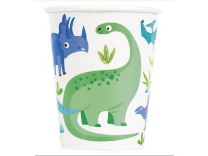 Kelímky DINOSAURUS - zeleno modré - 270 ml - 8 ks