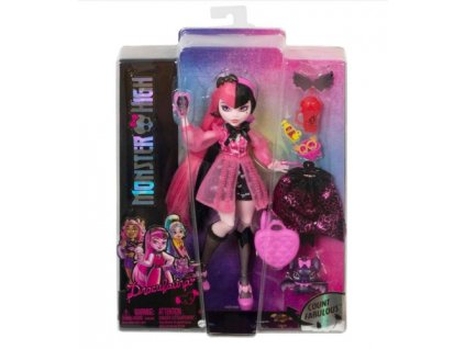 Mattel - Monster High Panenka Draculaura s růžovými a černými vlasy a netopýrem