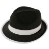 Klobouk Gangster - mafián černý s bílou páskou - mafie