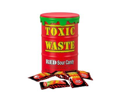 toxic waste red sour candy drum 42 g kysele bonbony