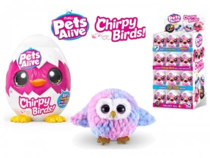 Zuru - Zvieratká Chirpy Birds Mystery Egg Plyšový displej 24 ks