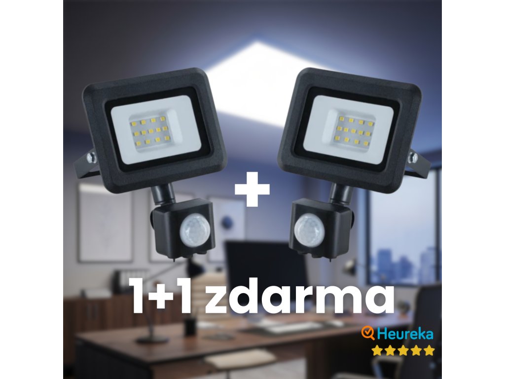 LED reflektor s pohybovým PIR senzorom 10W, 4000K | 1 + 1 zdarma
